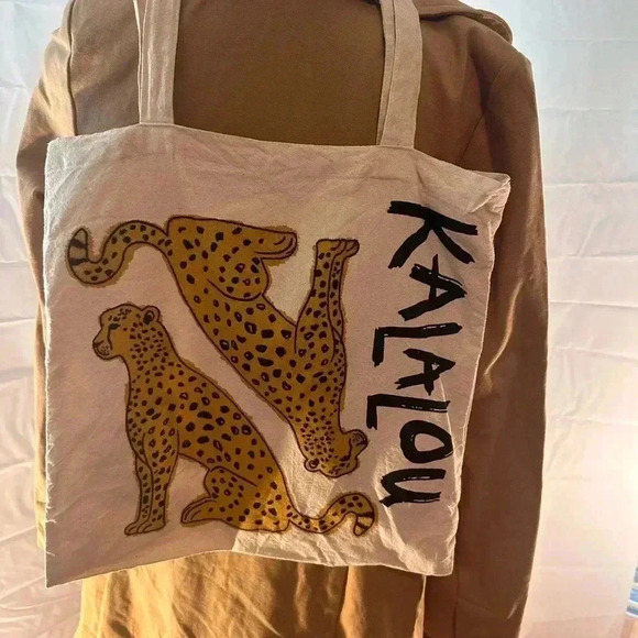 Kalalou Beige Tote Bag with Leopard Print - Picture 2 of 4